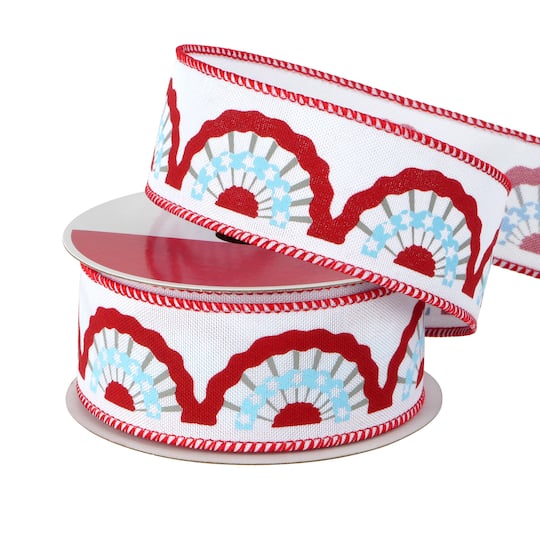 1.5" x 10yd. Red, White & Blue Bunting Wired Ribbon by Celebrate It®